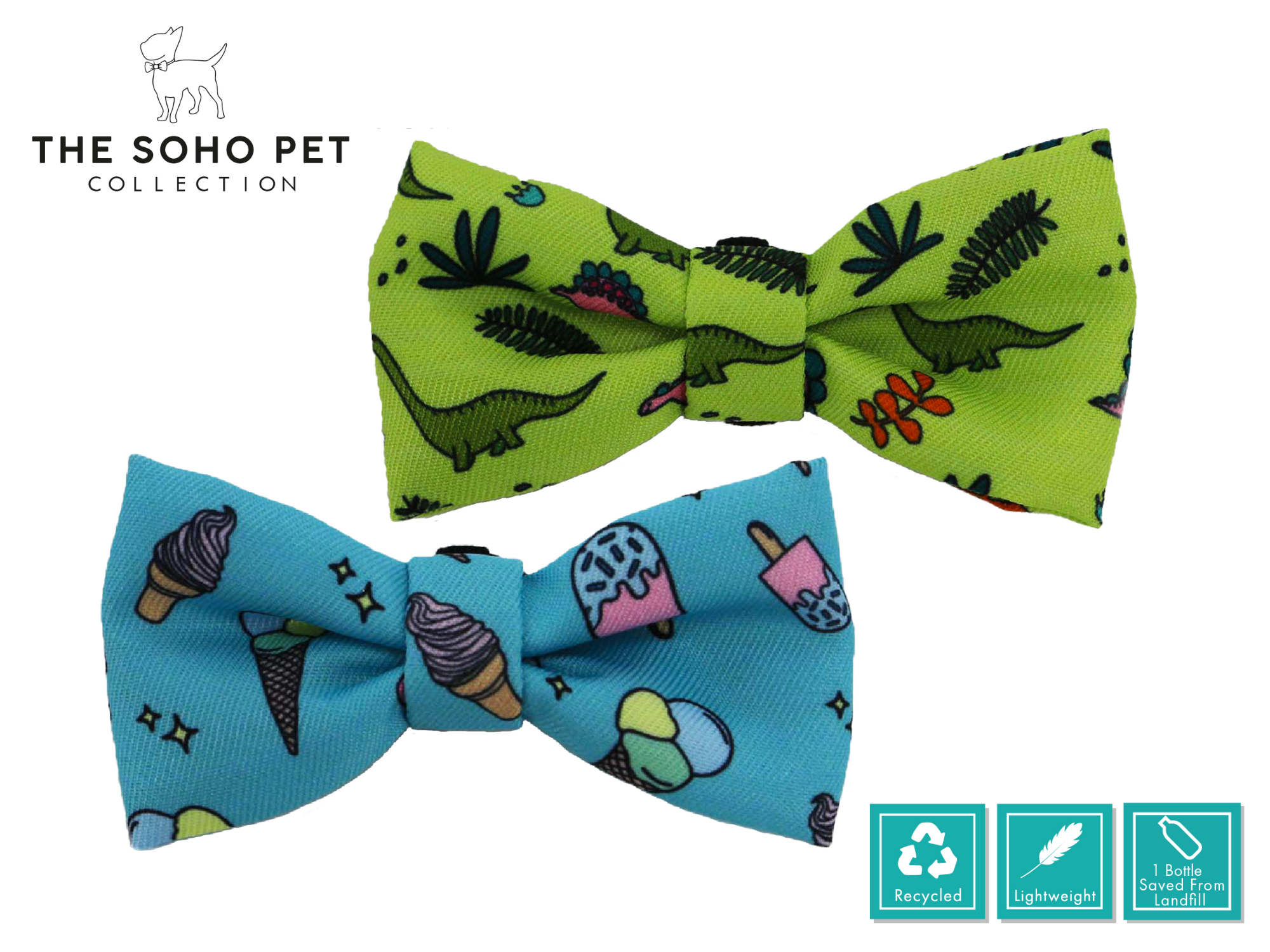 Dino & Ice Cream Pattern Bow Ties | ANCOL