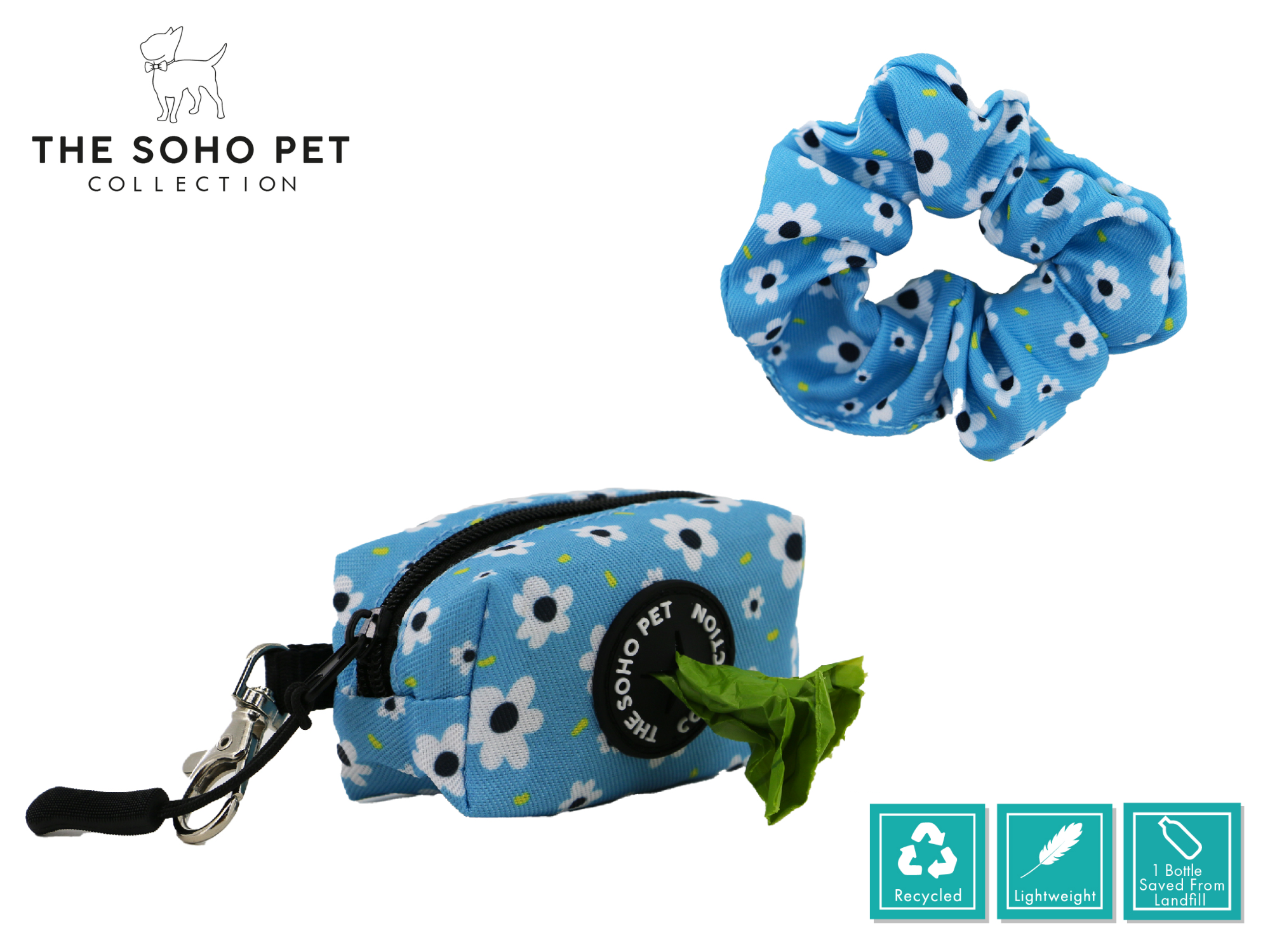 Daisy Pattern Poop Bag Dispenser & Scrunchie | ANCOL