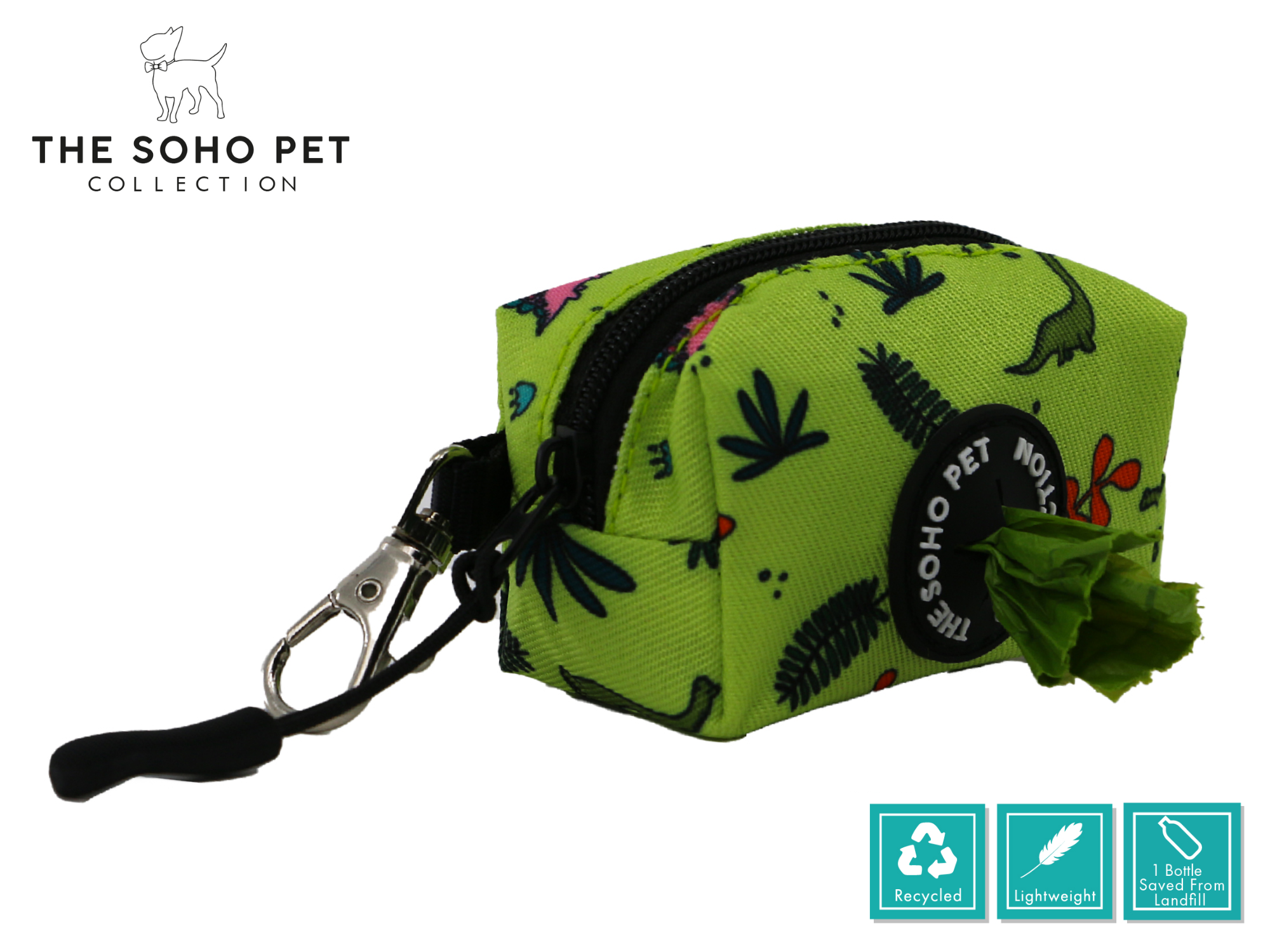 Dino Pattern Poop Bag Dispenser & Scrunchie | ANCOL