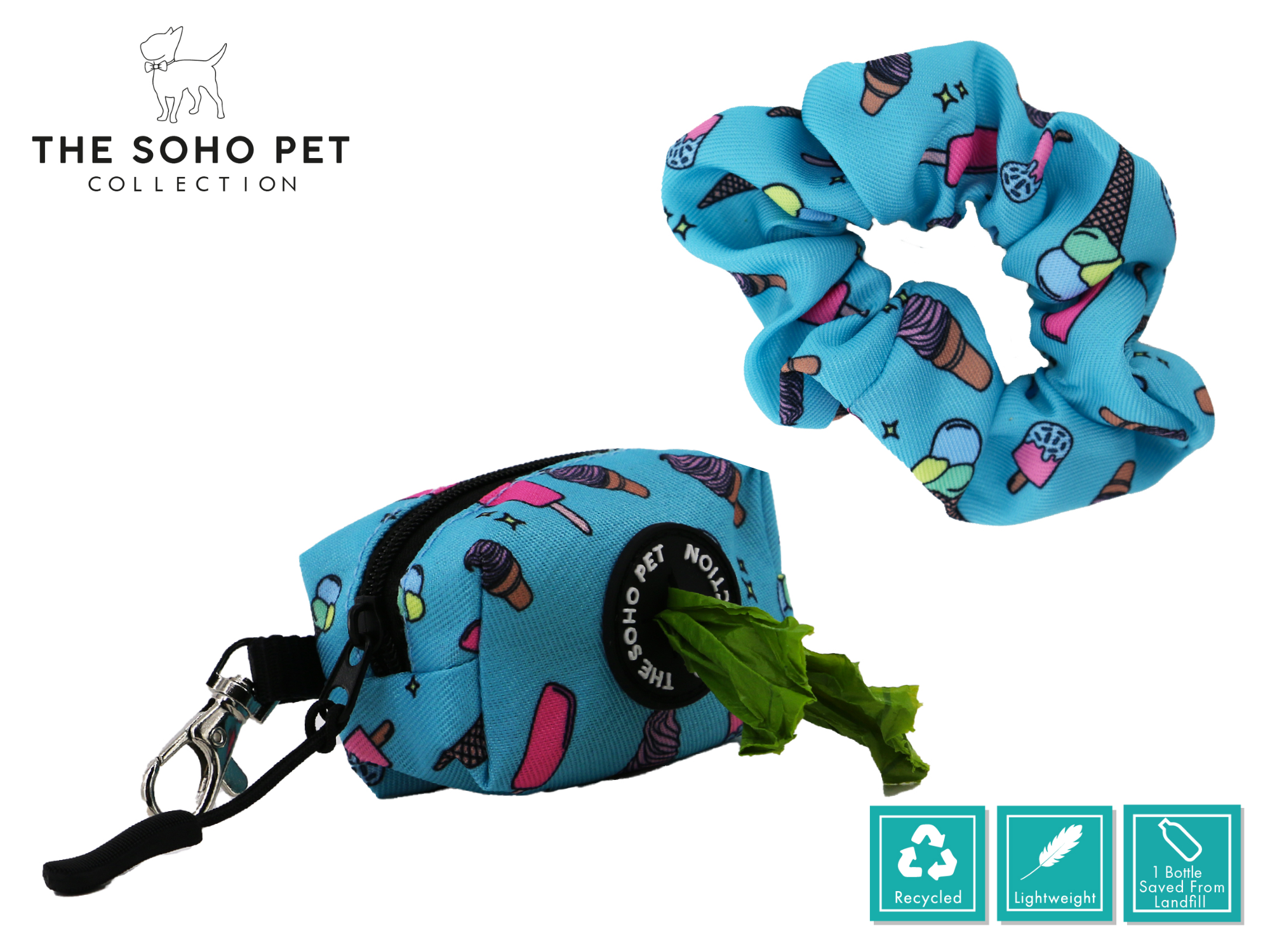 Ice Cream Pattern Poop Bag Dispenser & Scrunchie | ANCOL