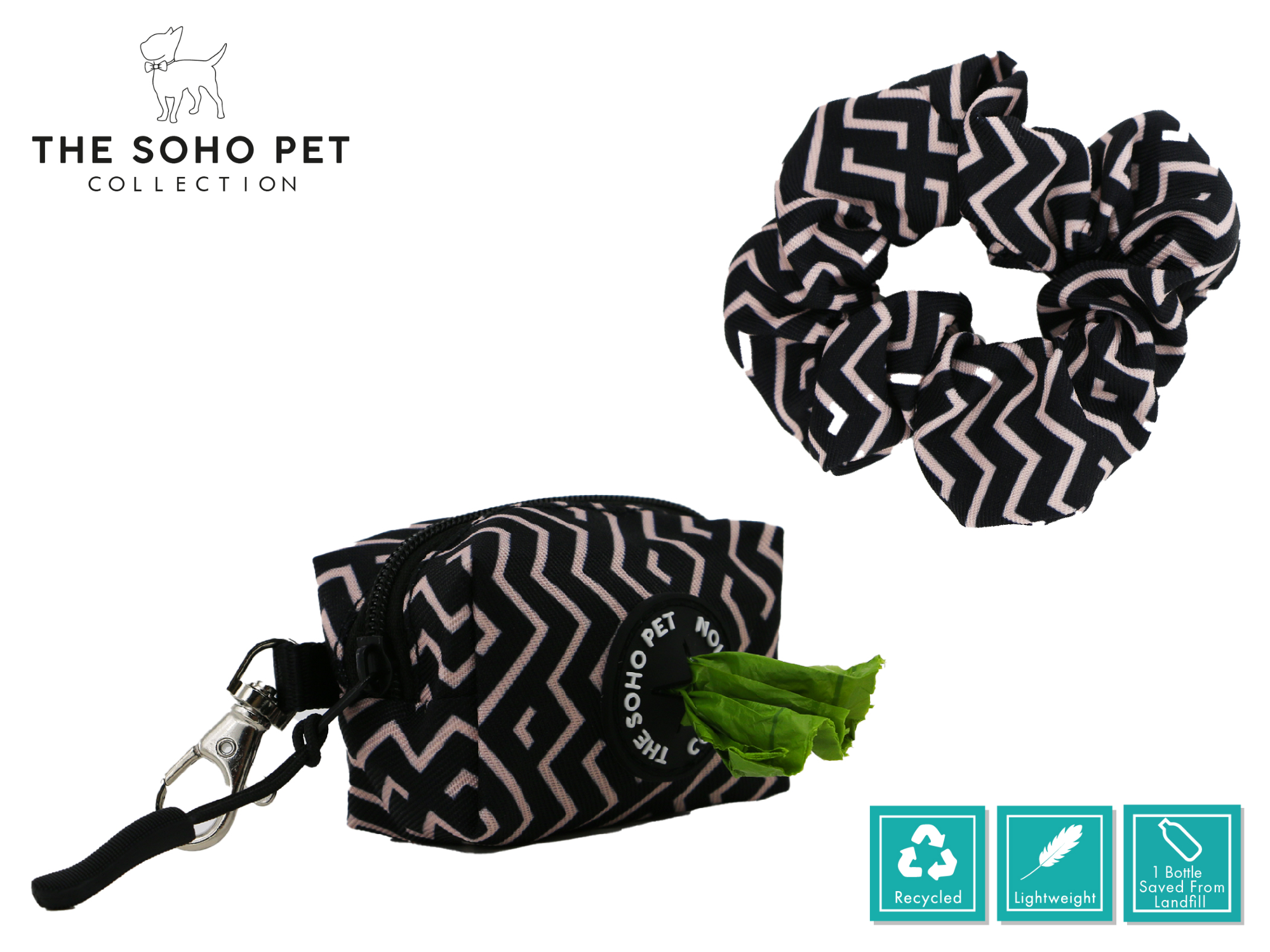 ZigZag Pattern Poop Bag Dispenser & Scrunchie | ANCOL