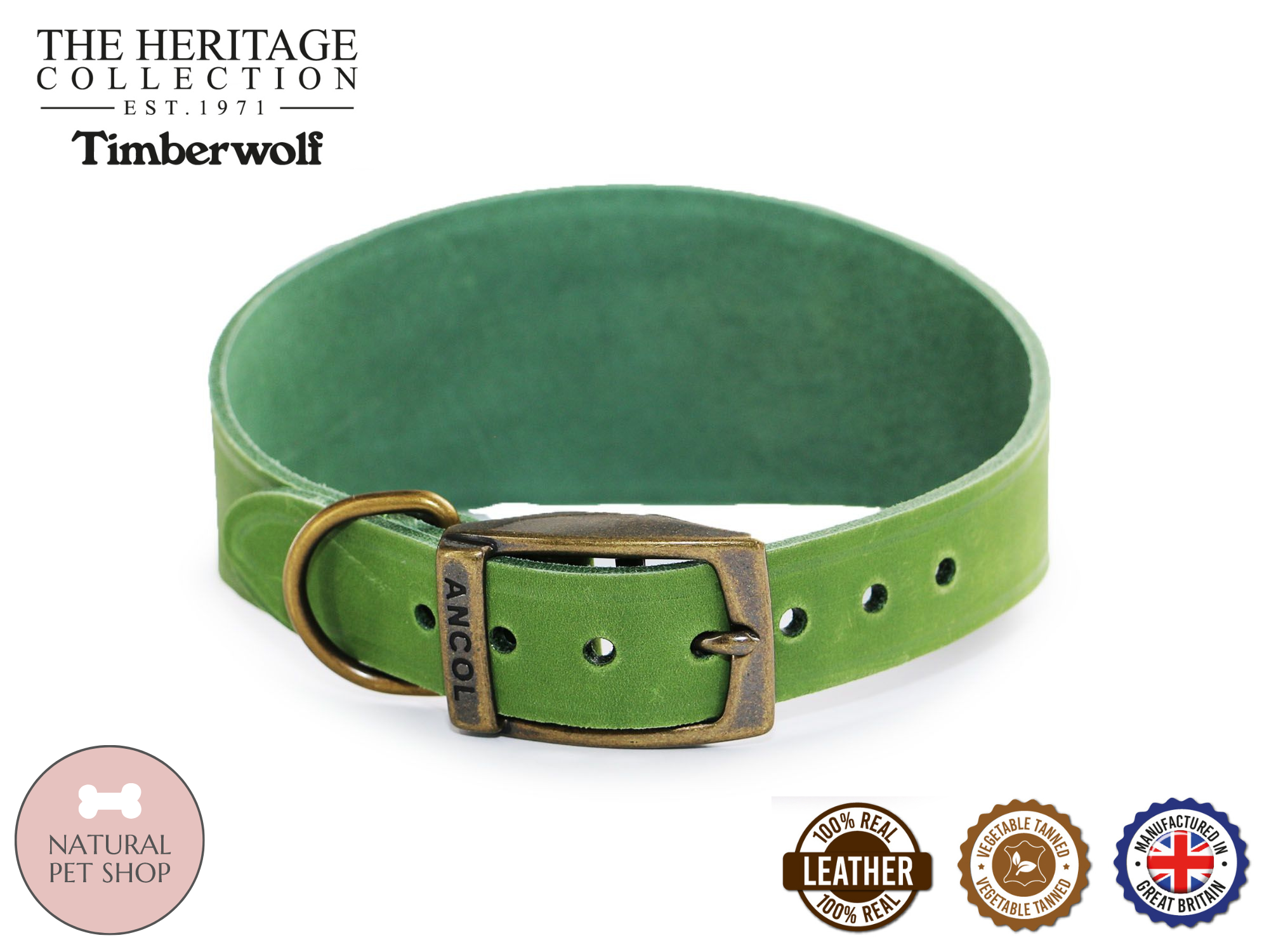 Timberwolf | Leather Collar for Greyhounds & Whippets