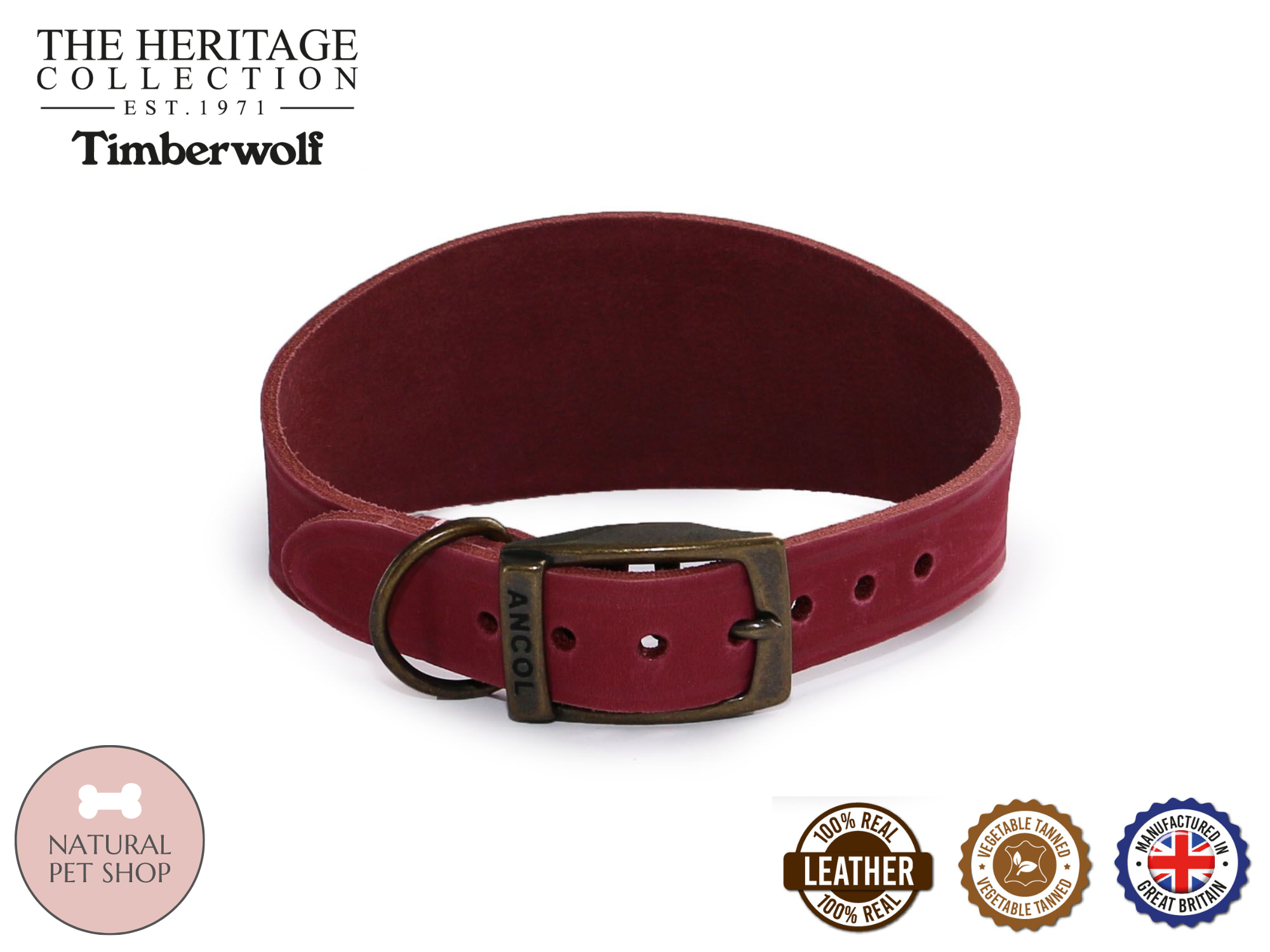 Timberwolf | Leather Collar for Greyhounds & Whippets
