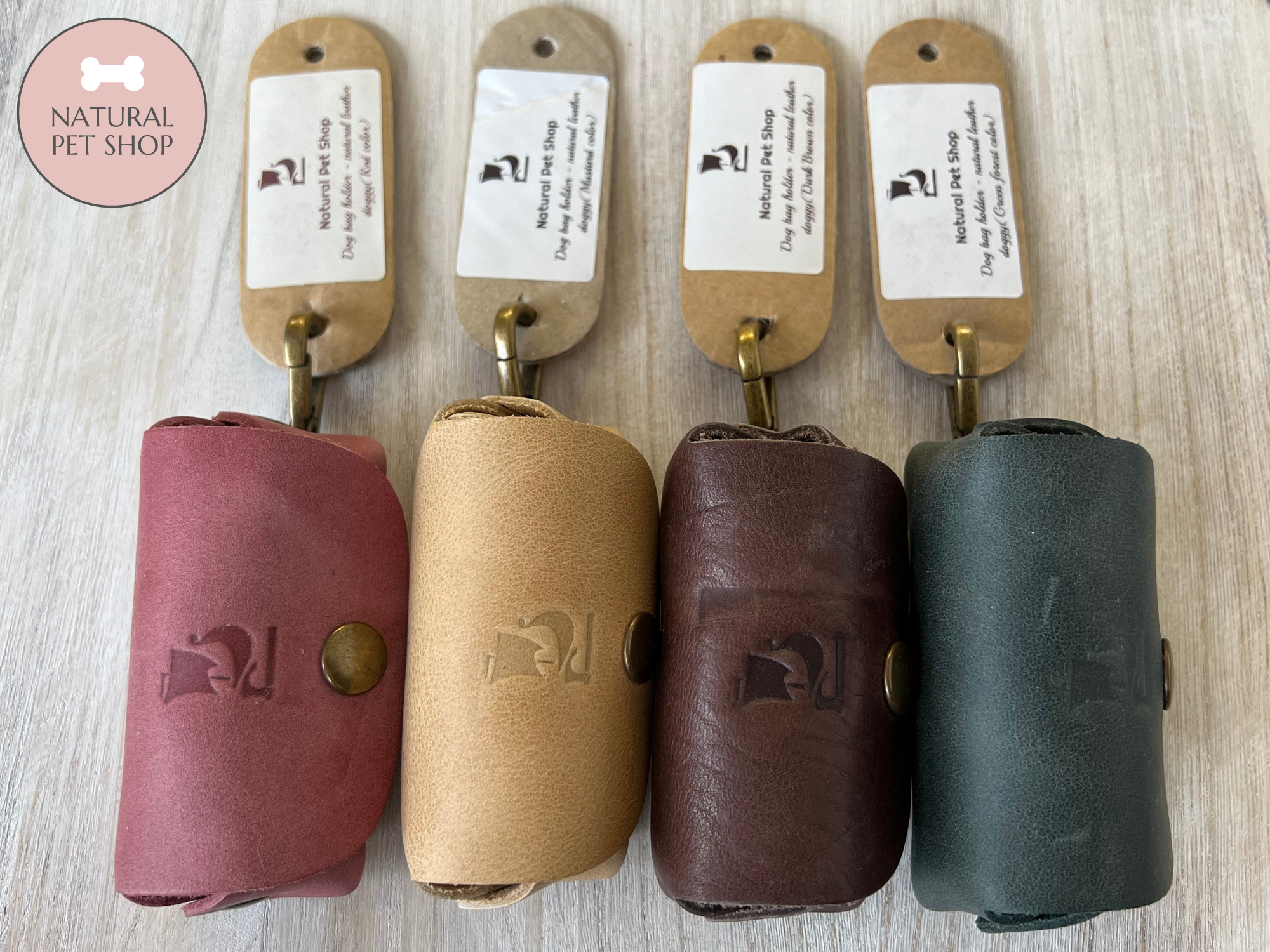 Natural Leather Poop Bag Holders