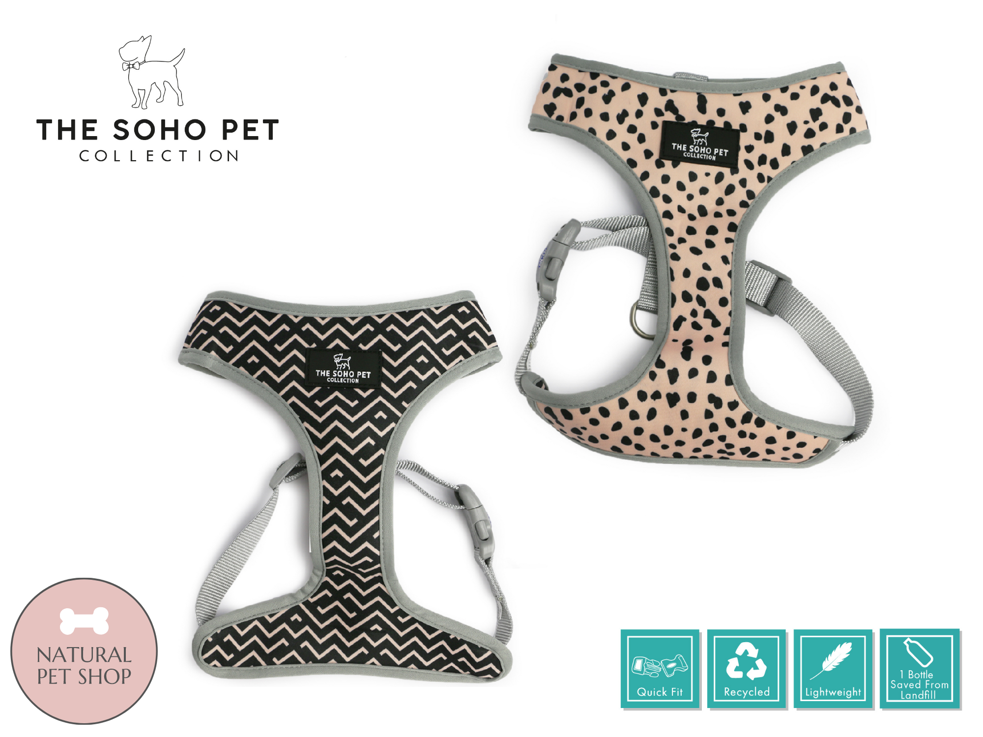 Dalmatian & Zigzag Pattern Reversible Harness | ANCOL