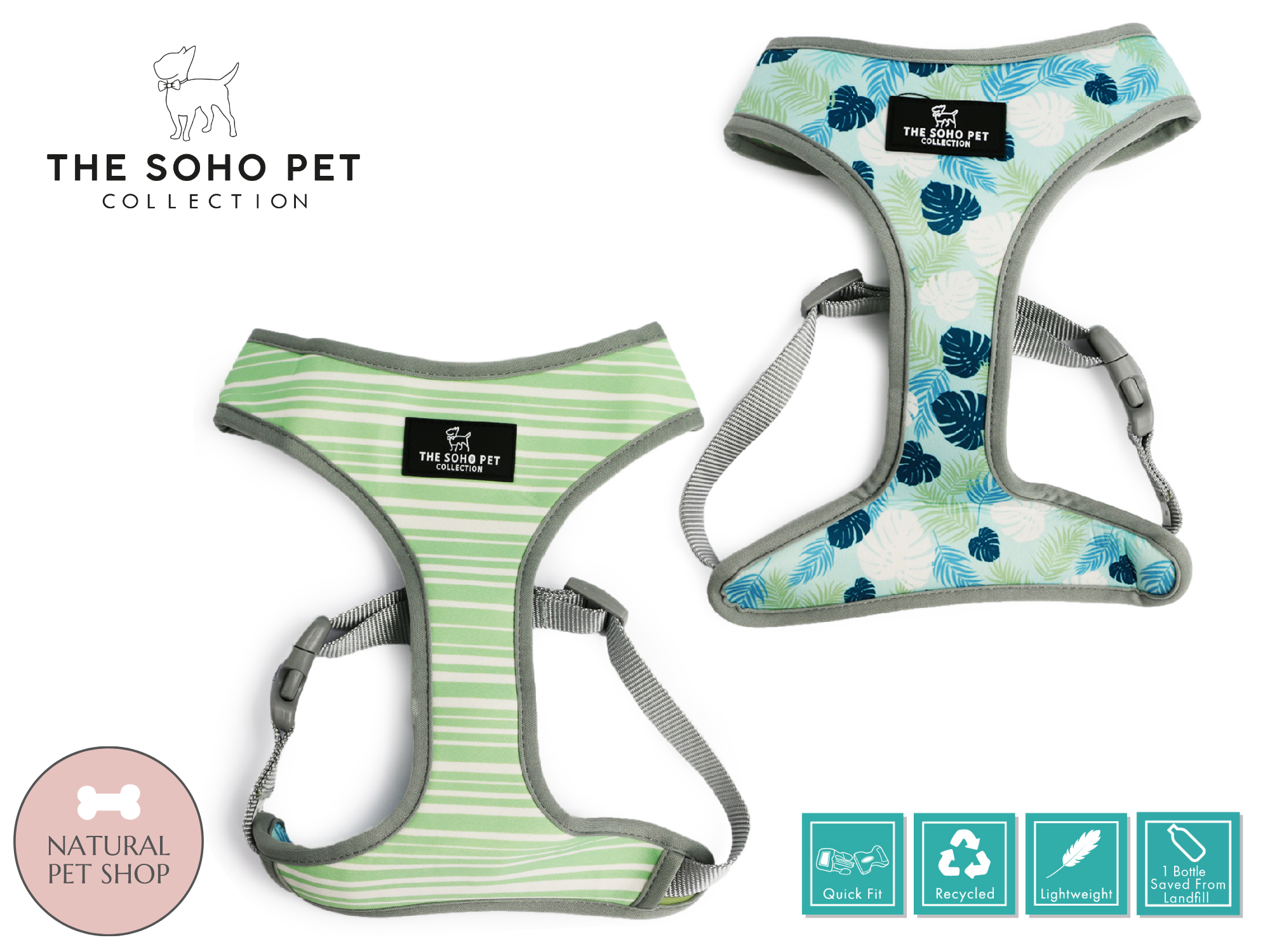 Stripe & Leaf Pattern Reversible Harness | ANCOL