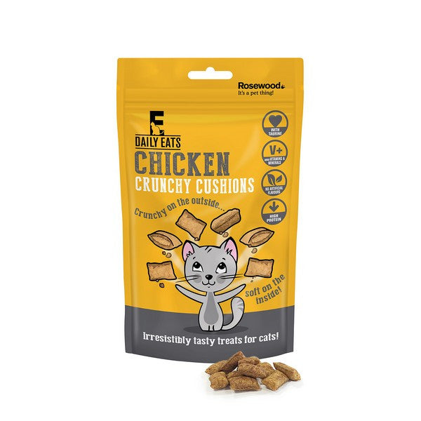 Rosewood Crunchy Chicken Cushions for Cats – 60g