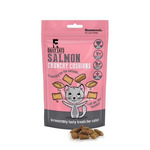 Rosewood Crunchy Salmon Cushions for Cats – 60g