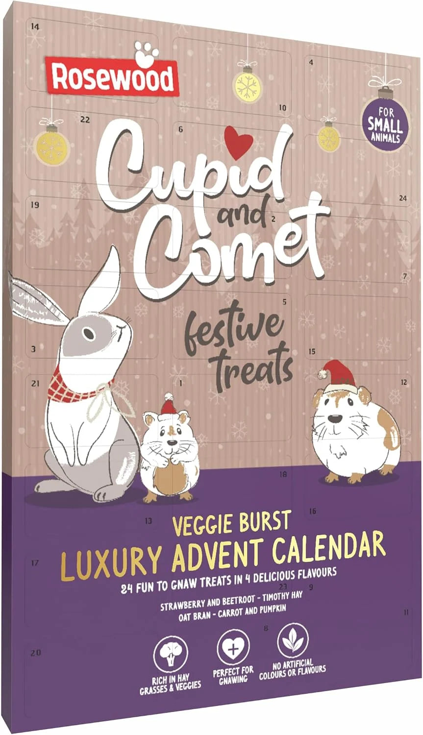 Rosewood Cupid & Comet Veggie Burst Advent Calendar for Small Animals – 120g