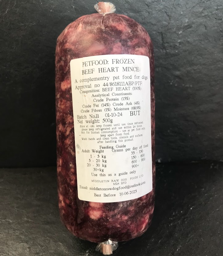 Beef Hearts Minced 500g Raw Food | Middletons