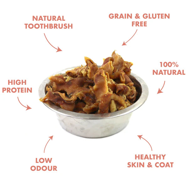 100% Natural Pig Ear Strips for Dogs