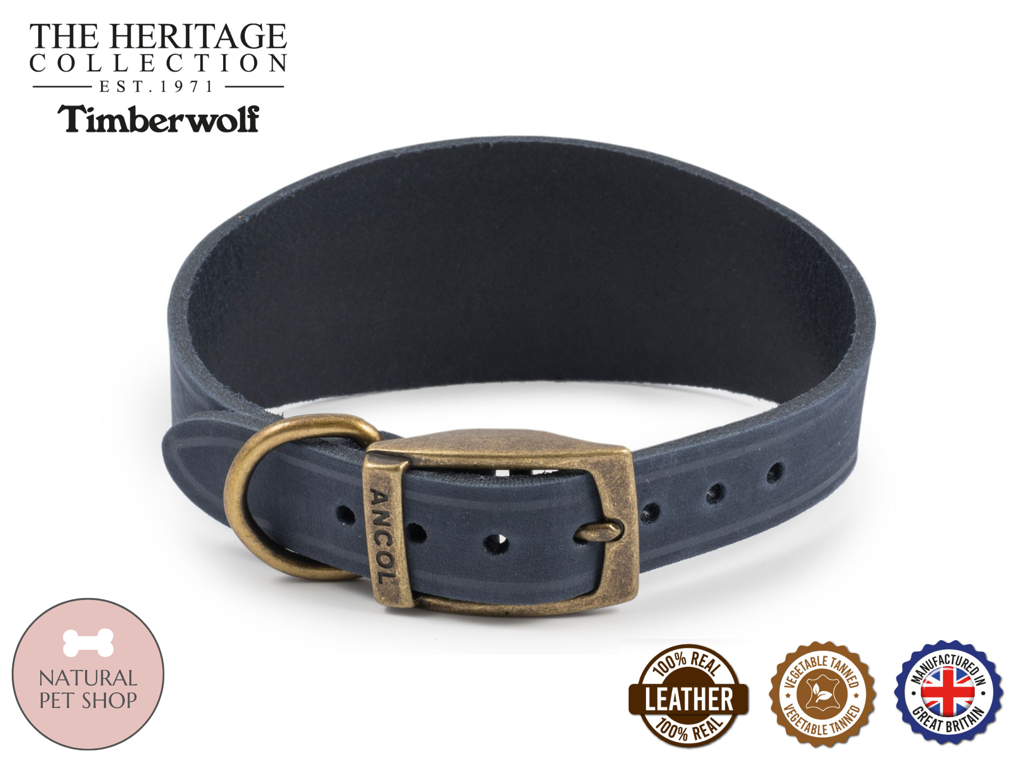Timberwolf | Leather Collar for Greyhounds & Whippets