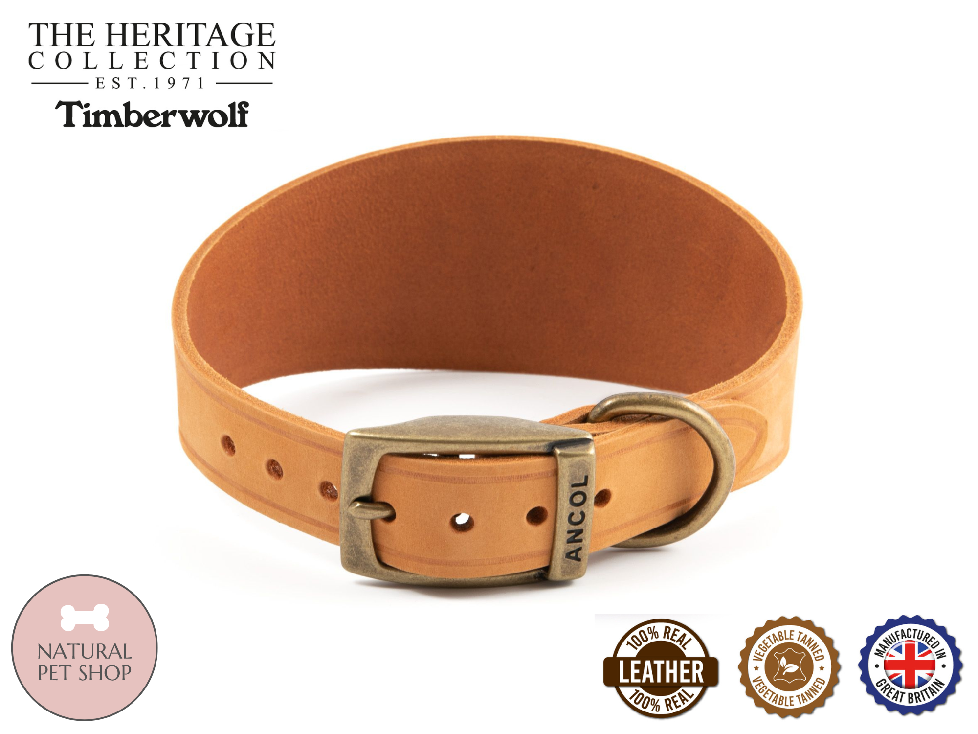 Timberwolf | Leather Collar for Greyhounds & Whippets