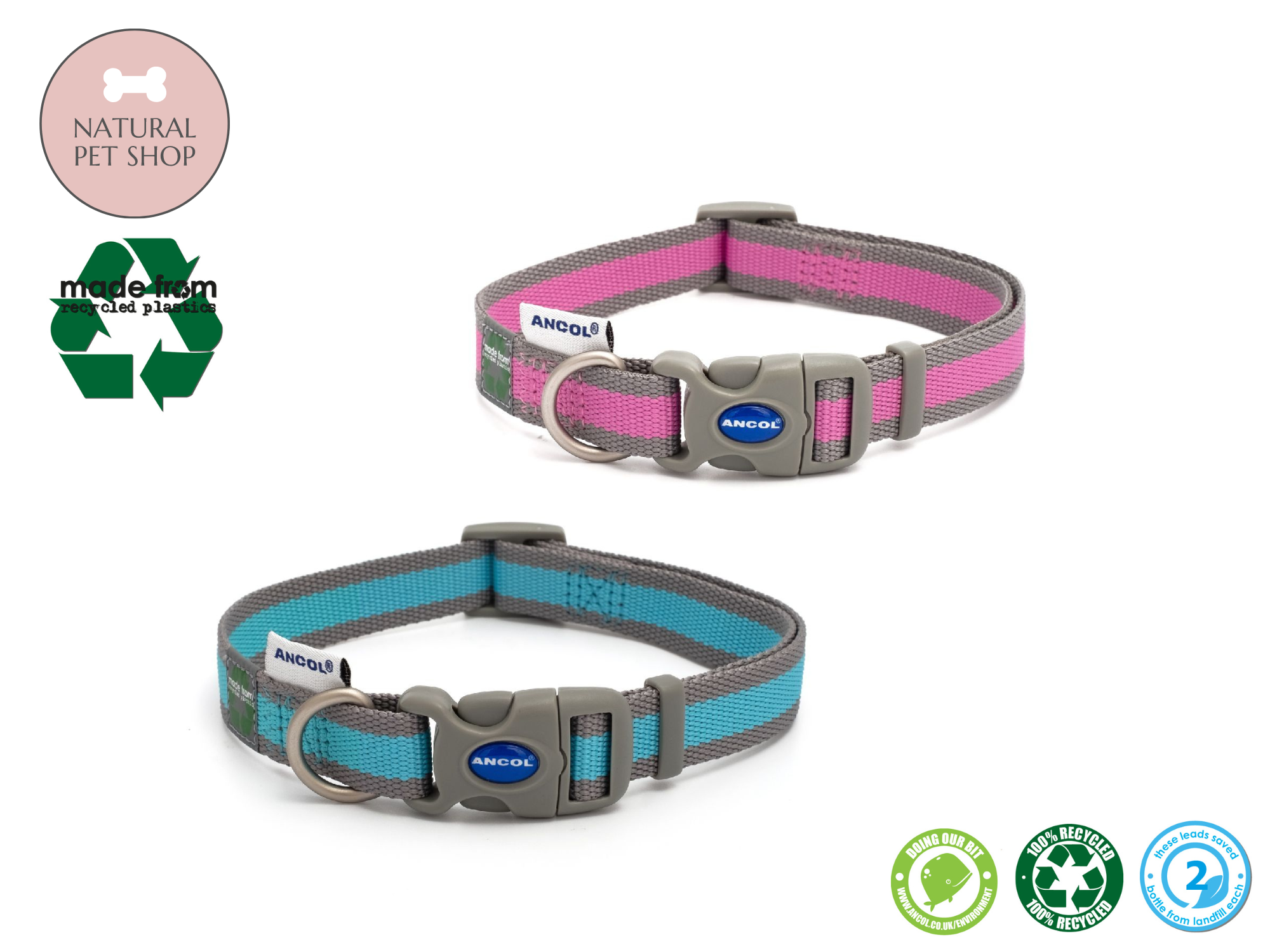 Made From | Grey & Pink/Blue Recycled Collar