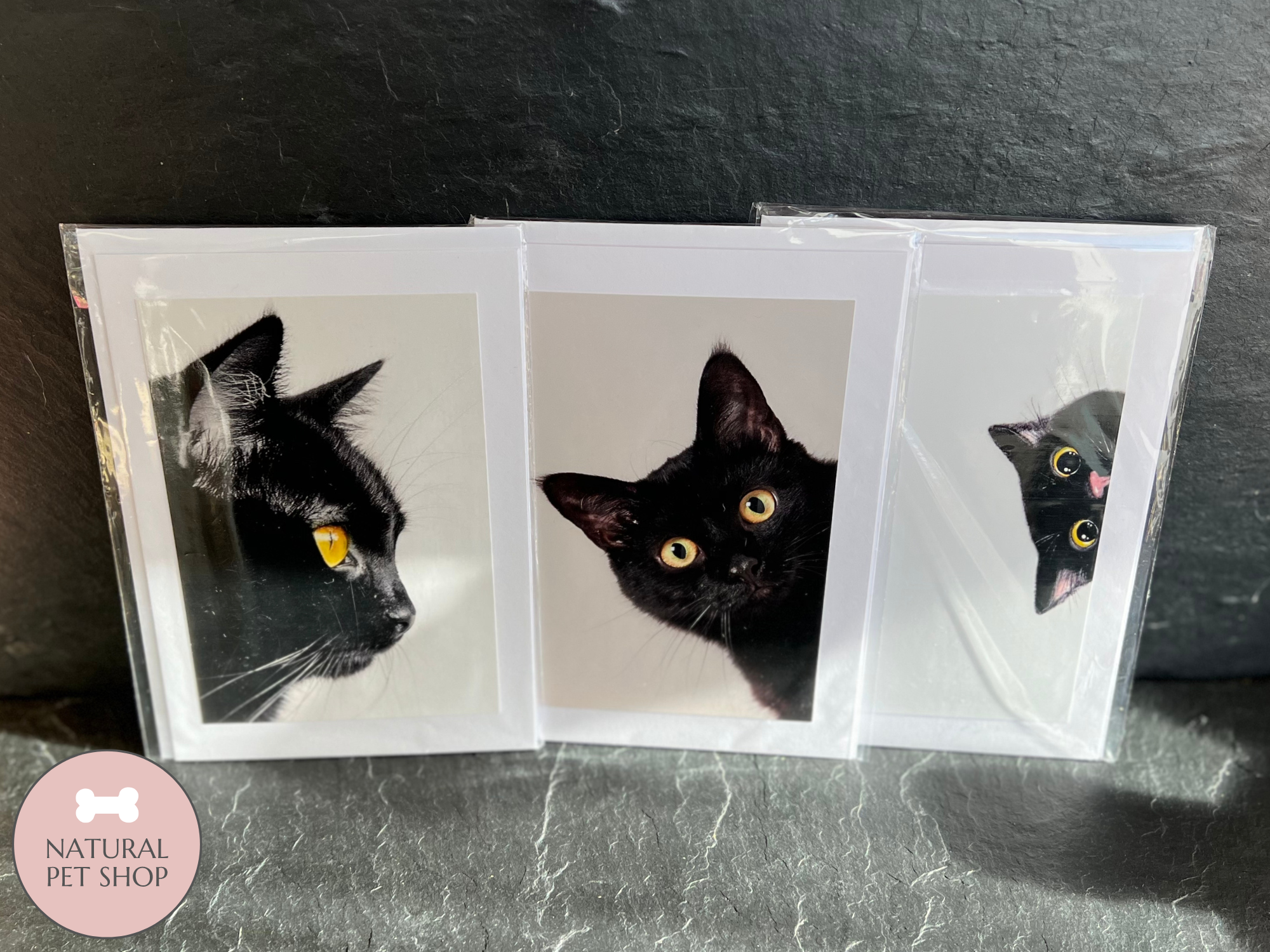 Black Cat Print Hand-Made Greeting Cards