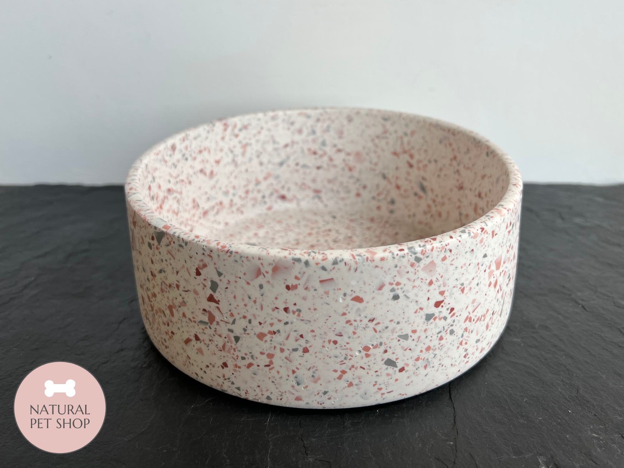 Hand-Made Premium Pet Bowls | White, Pink & Grey